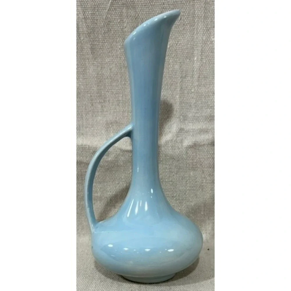 Lois Studio Pottery Blue Ceramic Pitcher Vase Mid Century Modern 7 Inch
